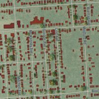 Second close-up of the map of Mattydale, New York print showing more streets and buildings
