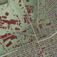 Second close-up of the map of Maumee, Ohio print showing more streets and buildings