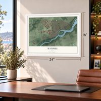 Maumee, Ohio map, 18 x 24 inch print in a white frame in a home office