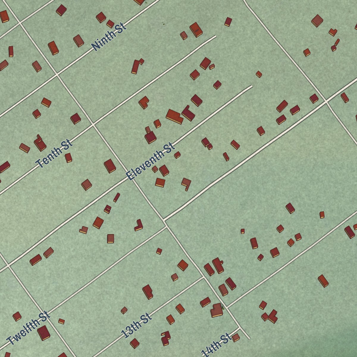 Second close-up of the map of Mauna Loa Estates, Hawaii print showing more streets and buildings