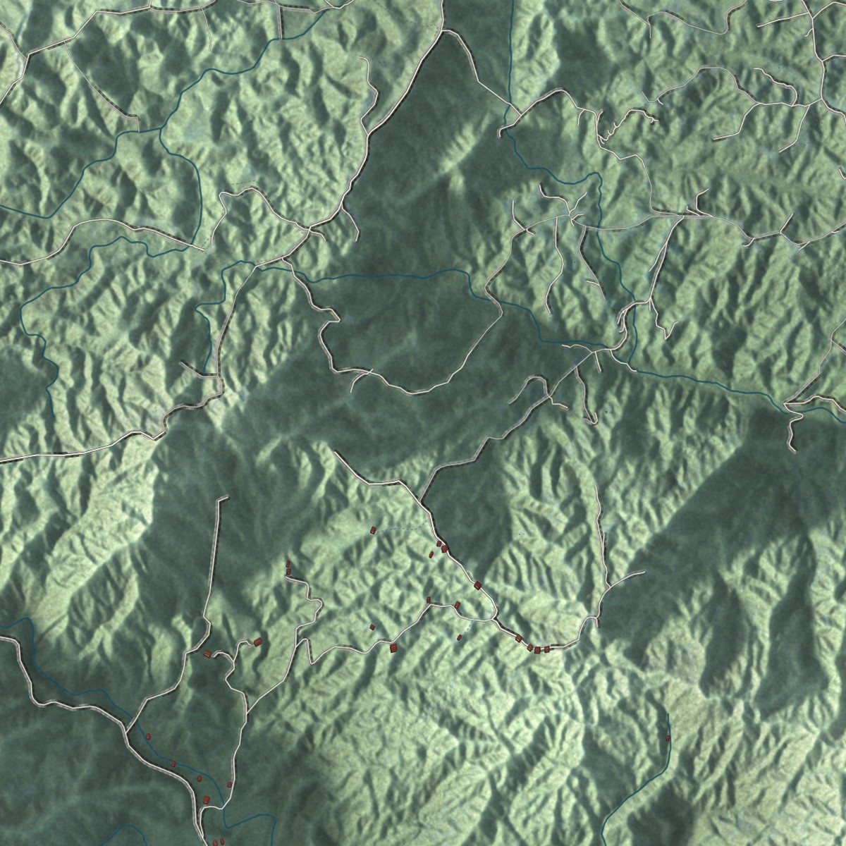 Second close-up of the map of Maunabo, Puerto Rico print showing more streets and buildings