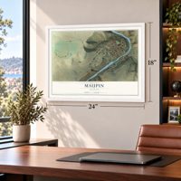 Maupin, Oregon map, 18 x 24 inch print in a white frame in a home office