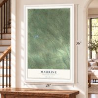 Maurine, South Dakota map, 24 x 36 inch print in a white frame by a staircase