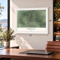 Maury City, Tennessee map, 18 x 24 inch print in a white frame in a home office