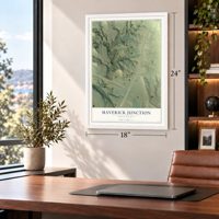 Maverick Junction, South Dakota map, 18 x 24 inch print in a white frame in a home office