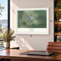 Max, North Dakota map, 18 x 24 inch print in a white frame in a home office