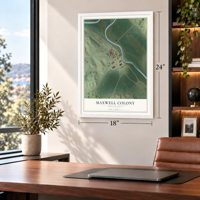 Maxwell Colony, South Dakota map, 18 x 24 inch print in a white frame in a home office