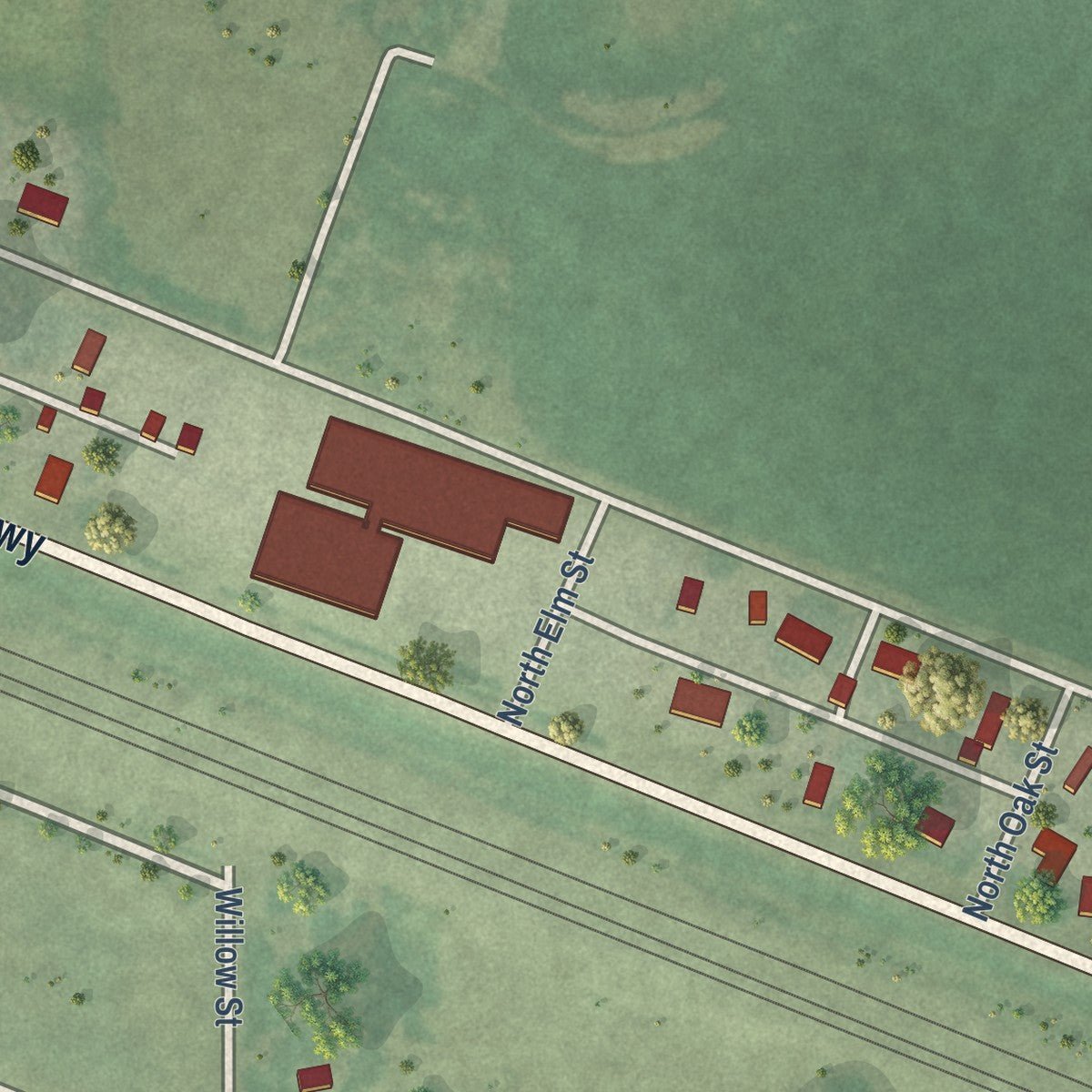 Second close-up of the map of Maxwell, Nebraska print showing more streets and buildings