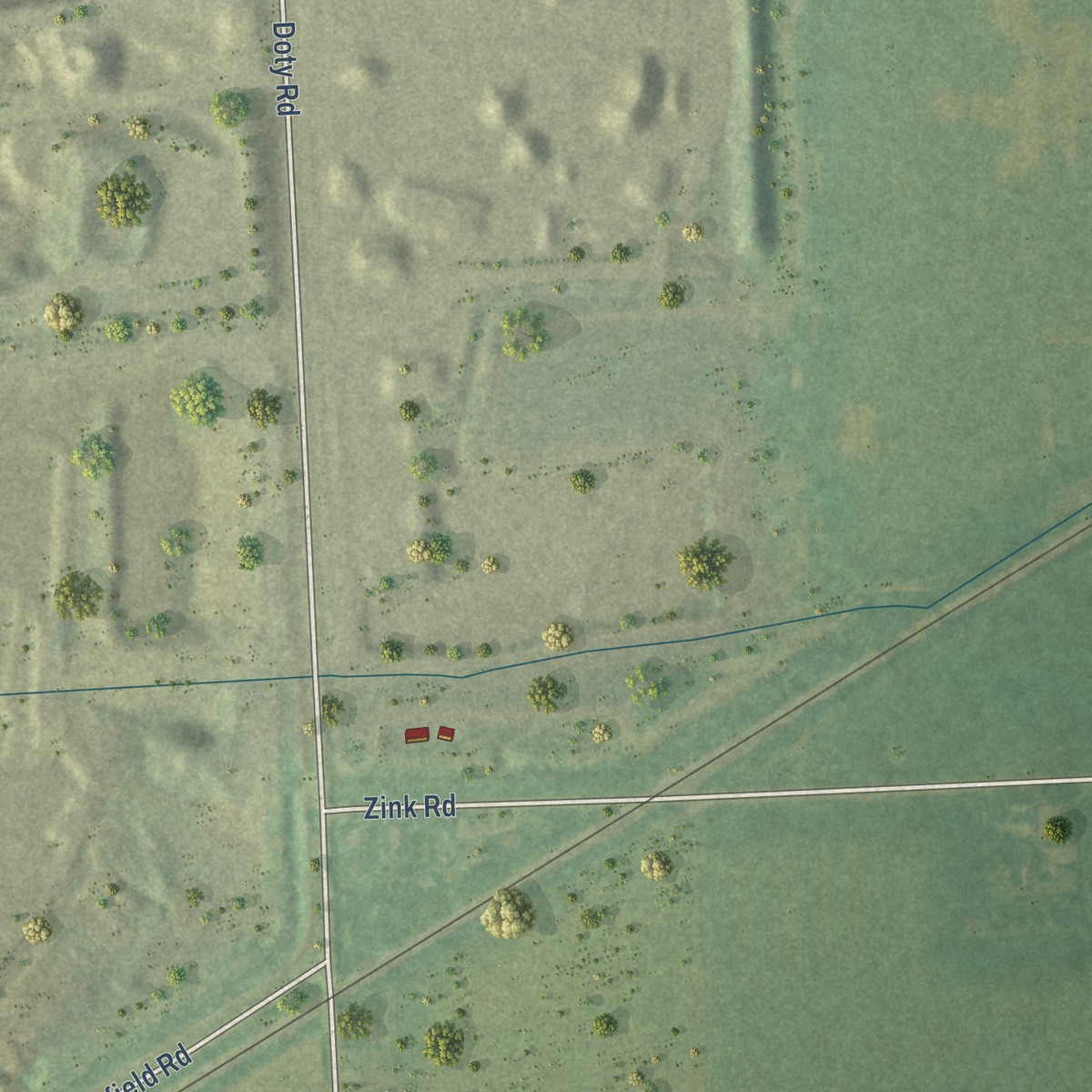 Second close-up of the map of Maybee, Michigan print showing more streets and buildings