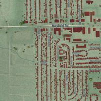 Second close-up of the map of Mayfield Heights, Ohio print showing more streets and buildings