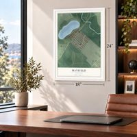 Mayfield, Maryland map, 18 x 24 inch print in a white frame in a home office