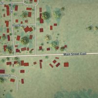 Second close-up of the map of Maynard, Iowa print showing more streets and buildings