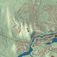 Close-up of the map of Maynard, Massachusetts print showing terrain and local geography