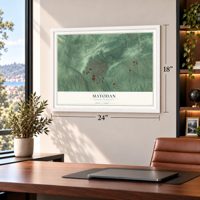 Mayodan, North Carolina map, 18 x 24 inch print in a white frame in a home office