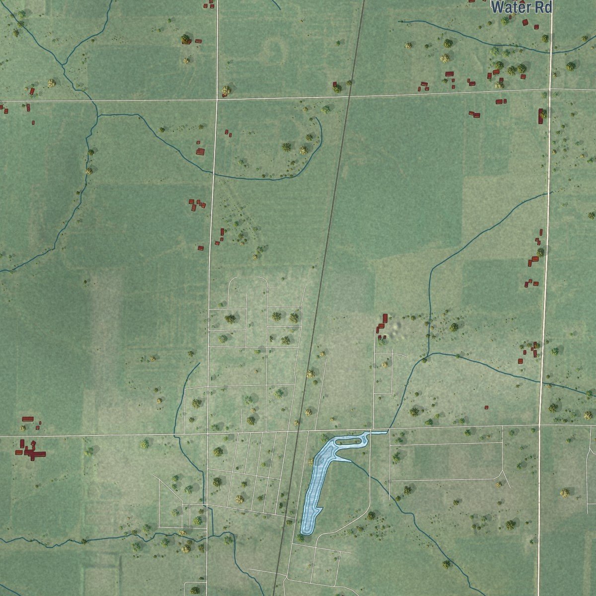 Second close-up of the map of Mayville, Clark County, Wisconsin print showing more streets and buildings