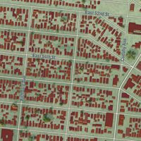 Second close-up of the map of Maywood, California print showing more streets and buildings