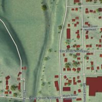 Second close-up of the map of Mazeppa, Minnesota print showing more streets and buildings