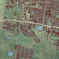 Second close-up of the map of McAllen, Texas print showing more streets and buildings