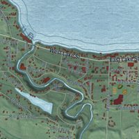 Second close-up of the map of McCall, Idaho print showing more streets and buildings