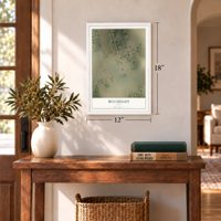McCaulley, Texas map, 12 x 18 inch print in a white frame in an entryway