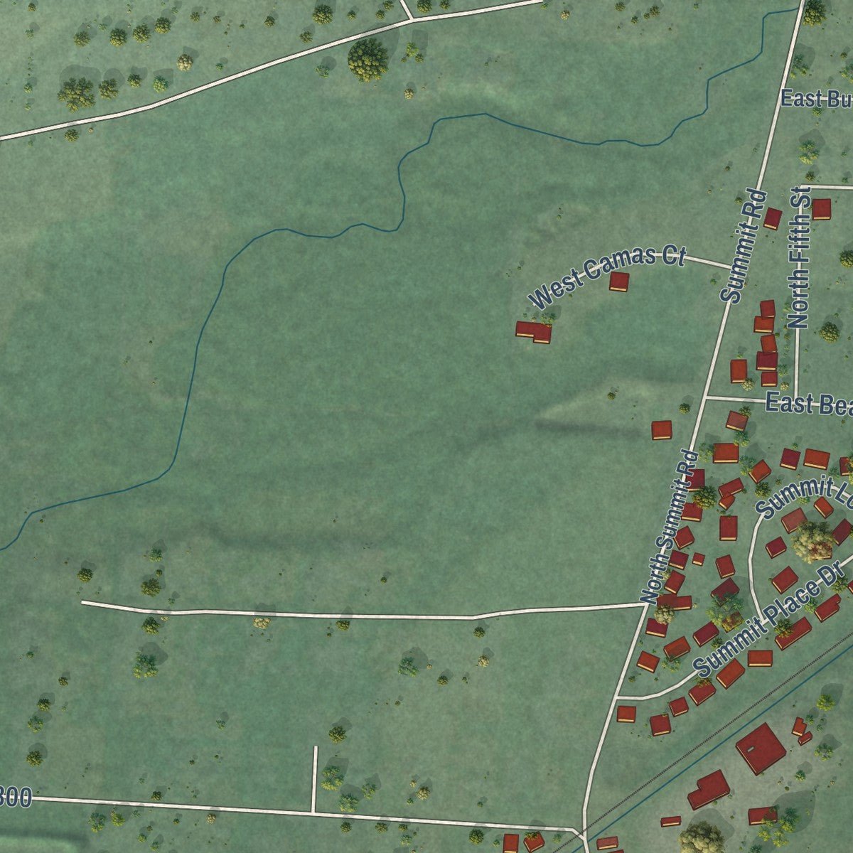 Second close-up of the map of McCleary, Washington print showing more streets and buildings