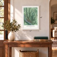McConnelsville, Ohio map, 12 x 18 inch print in a white frame in an entryway