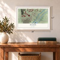 McCook, Illinois map, 12 x 18 inch print in a white frame in an entryway