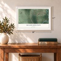 McCool Junction, Nebraska map, 12 x 18 inch print in a white frame in an entryway