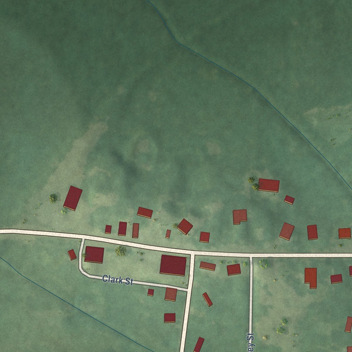 Second close-up of the map of McCool, Mississippi print showing more streets and buildings