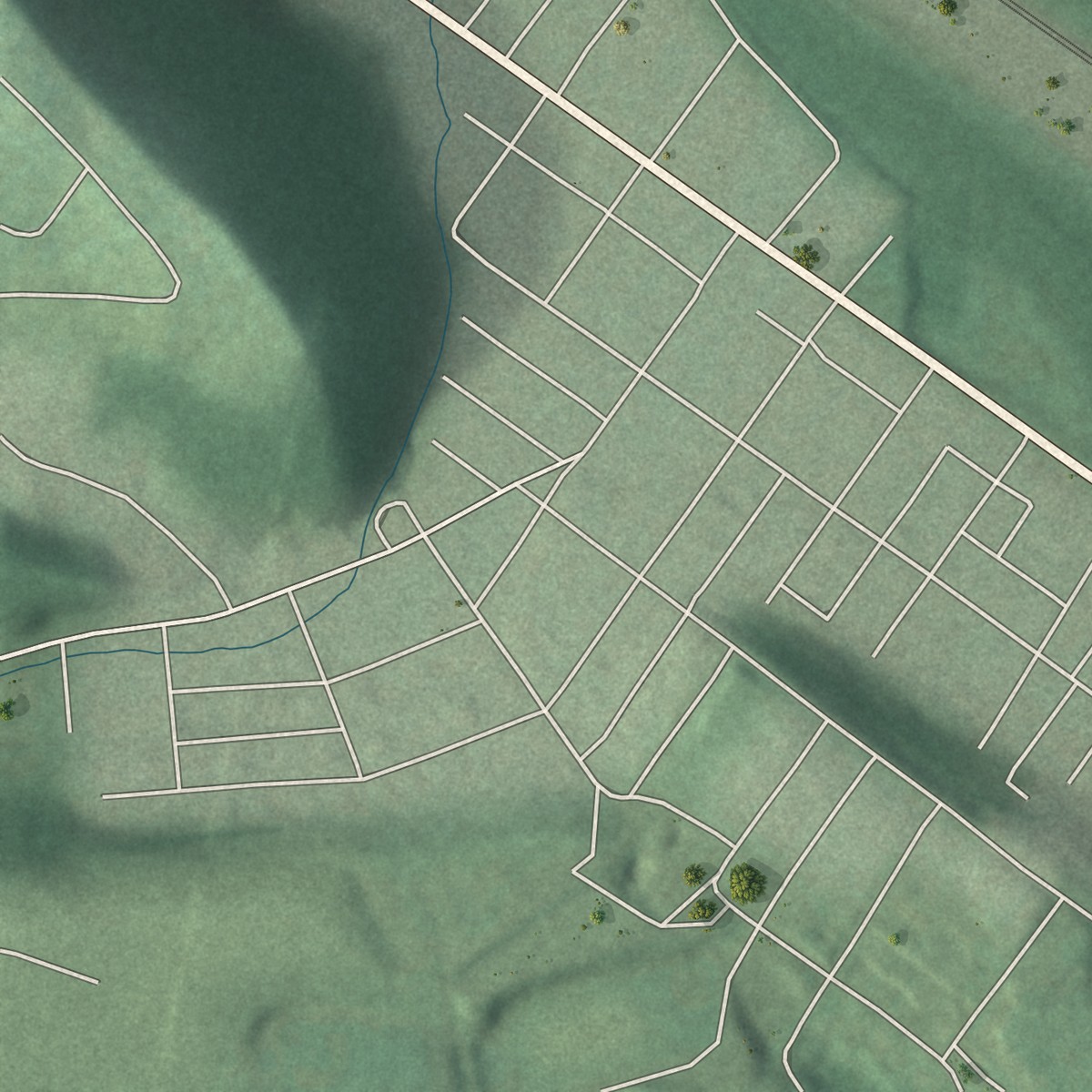 Second close-up of the map of McCoole, Maryland print showing more streets and buildings