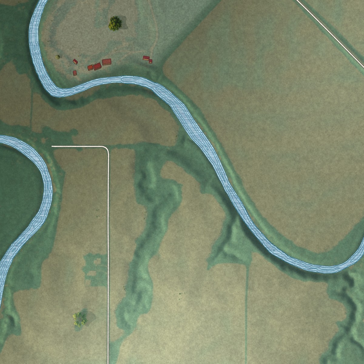 Second close-up of the map of McCutchenville, Ohio print showing more streets and buildings