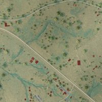 Second close-up of the map of McDade, Texas print showing more streets and buildings