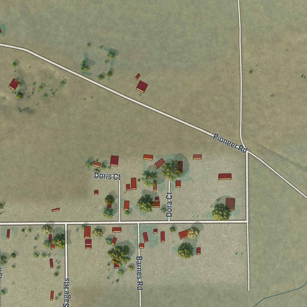 Second close-up of the map of McDermitt, Nevada print showing more streets and buildings