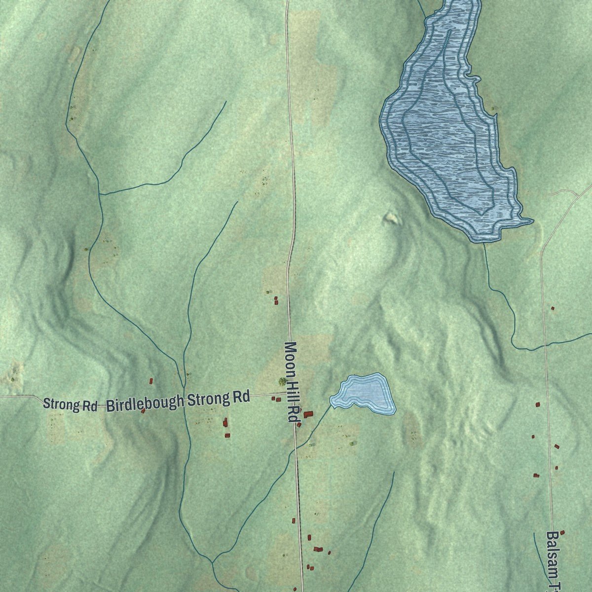 Second close-up of the map of McDonough, New York print showing more streets and buildings