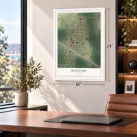 McIntosh, Minnesota map, 18 x 24 inch print in a white frame in a home office