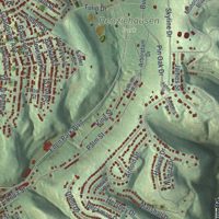 Second close-up of the map of McKeesport, Pennsylvania print showing more streets and buildings