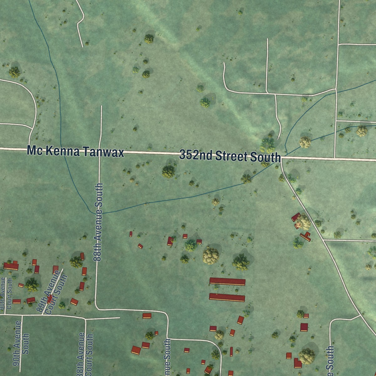 Second close-up of the map of McKenna, Washington print showing more streets and buildings