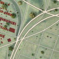 Second close-up of the map of McKinley Heights, Missouri print showing more streets and buildings