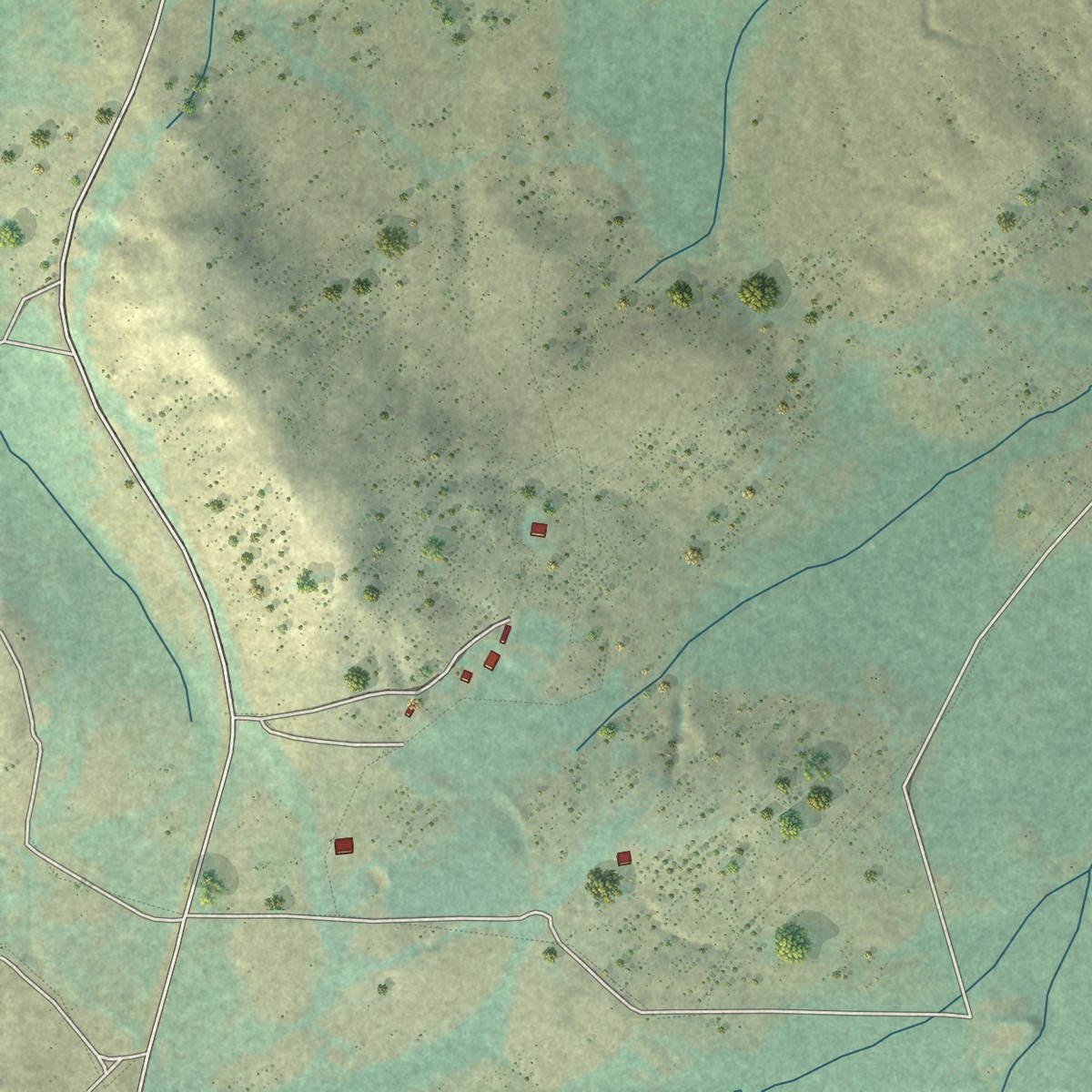 Second close-up of the map of McKinnon, Wyoming print showing more streets and buildings