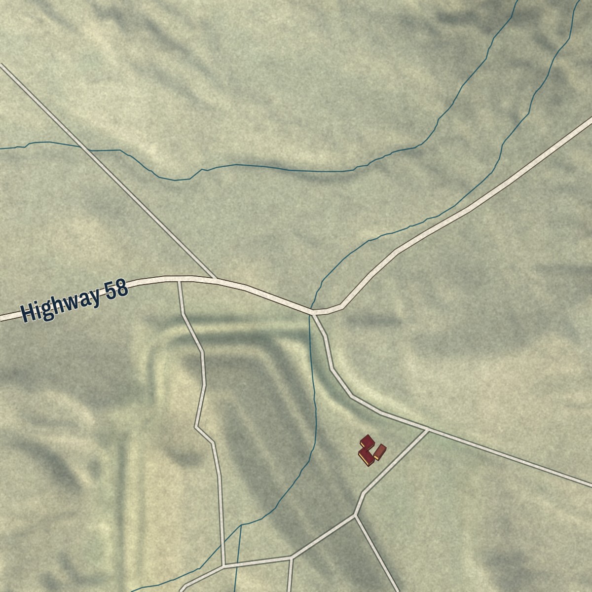 Second close-up of the map of McKittrick, California print showing more streets and buildings