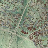 Second close-up of the map of McLean, Virginia print showing more streets and buildings