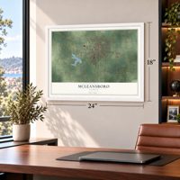 McLeansboro, Illinois map, 18 x 24 inch print in a white frame in a home office