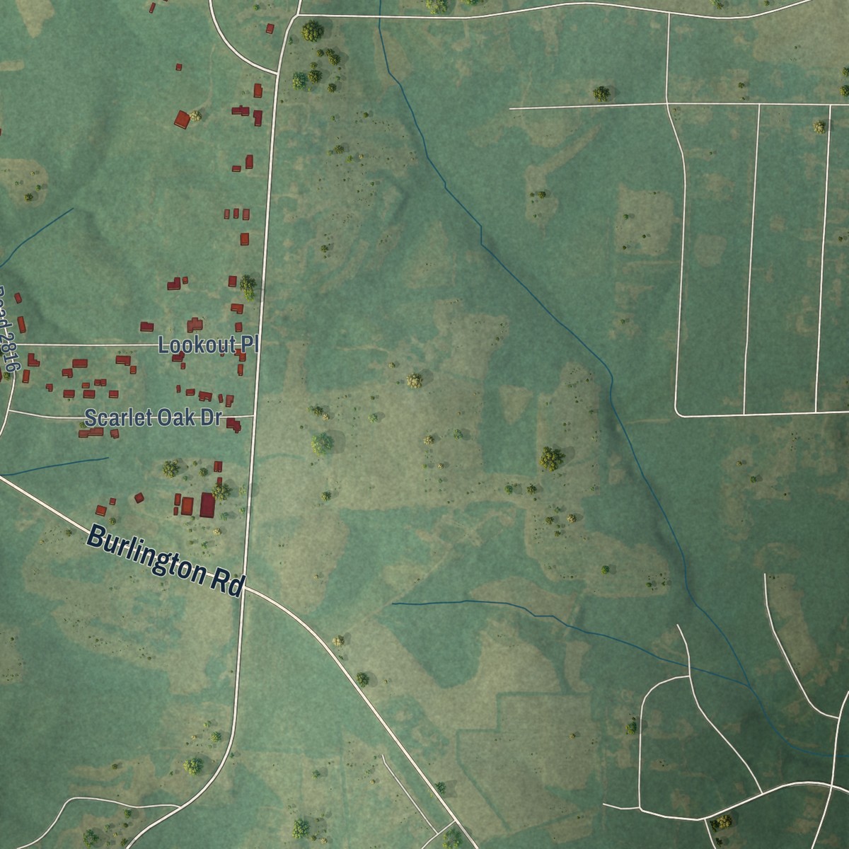 Second close-up of the map of McLeansville, North Carolina print showing more streets and buildings