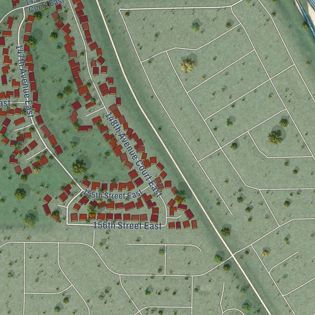 Second close-up of the map of McMillin, Washington print showing more streets and buildings