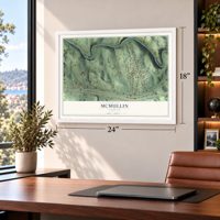 McMullin, Virginia map, 18 x 24 inch print in a white frame in a home office