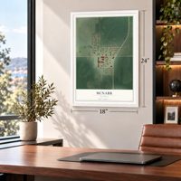 McNabb, Illinois map, 18 x 24 inch print in a white frame in a home office