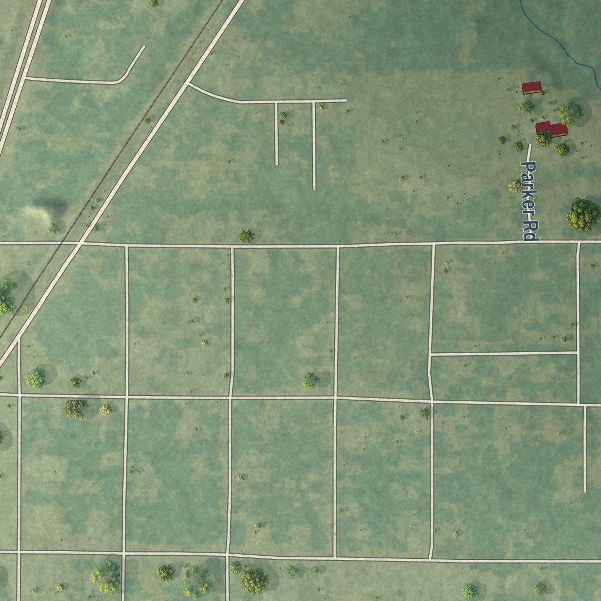 Second close-up of the map of McNary, Louisiana print showing more streets and buildings