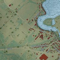 Second close-up of the map of McQueeney, Texas print showing more streets and buildings