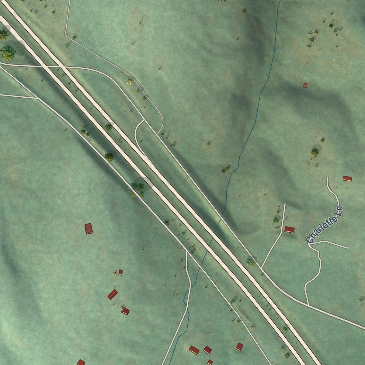 Second close-up of the map of Meacham, Oregon print showing more streets and buildings