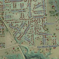 Second close-up of the map of Mead, Washington print showing more streets and buildings